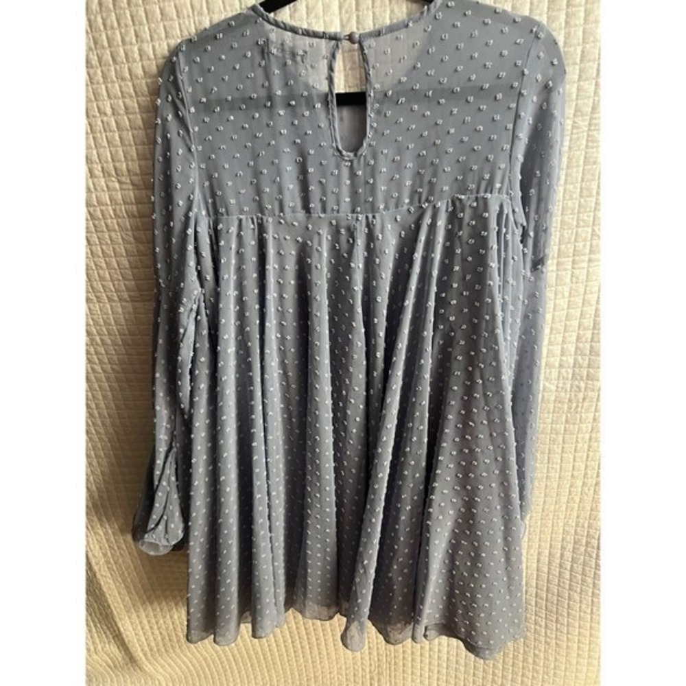 Boohoo Womens Blue Swiss Dot Long Sleeve Smock Mini Dress Size 8 - Picture 7 of 9